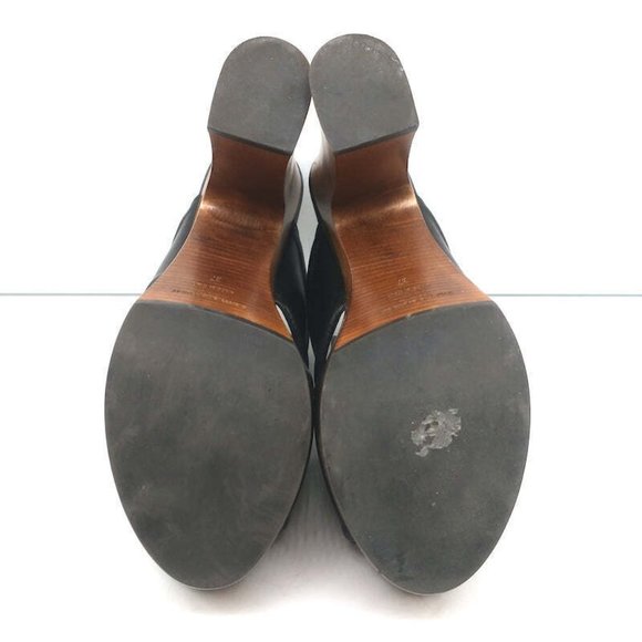 Saint Laurent Crisscross Platform Clog Sandals Black Leather Size 37 - Picture 11 of 11